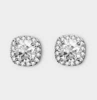 Square Moissanite Halo Earrings