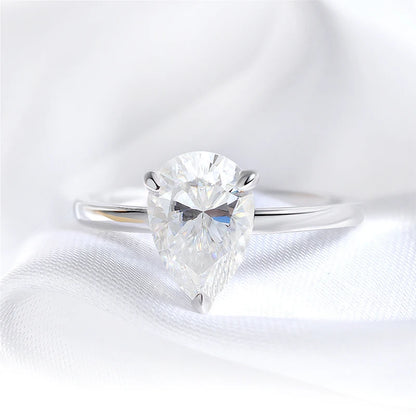 Pear Cut Moissanite Solitaire Ring