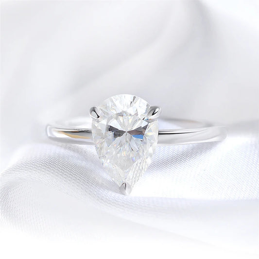 Pear Cut Moissanite Solitaire Ring