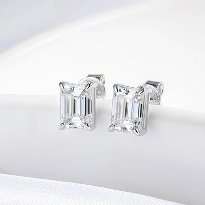 Emerald Cut Moissanite Earrings
