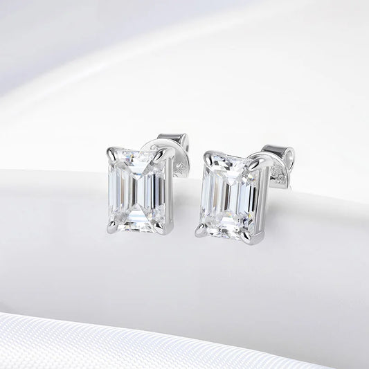 Emerald Cut Moissanite Earrings