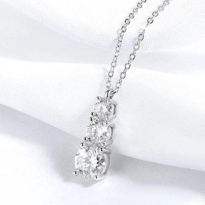 3 Stone Moissanite Necklace