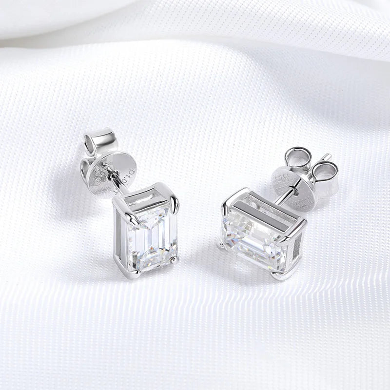 Emerald Cut Moissanite Earrings