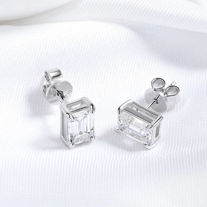 Emerald Cut Moissanite Earrings