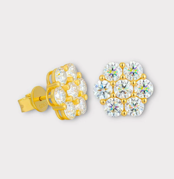 Moissanite Flower Cluster Earrings