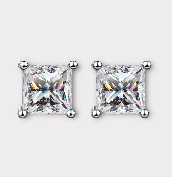 Princess Cut Moissanite Earrings