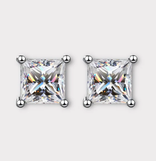 Princess Cut Moissanite Earrings