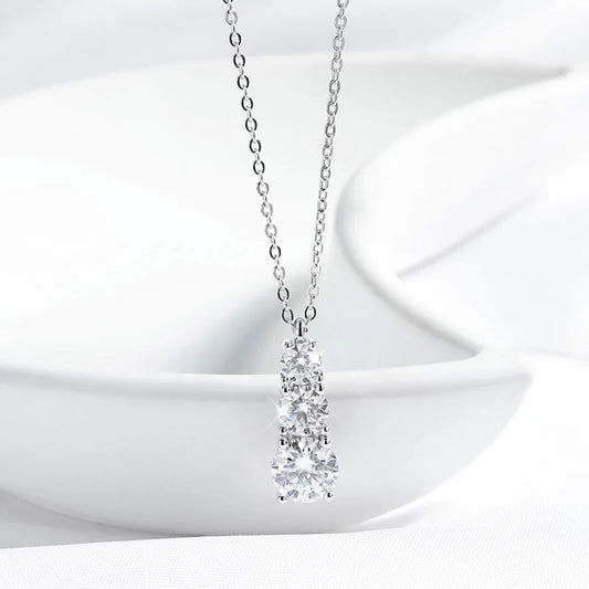 3 Stone Moissanite Necklace