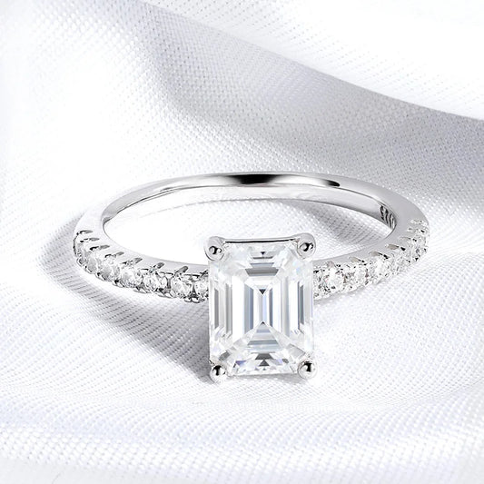 Emerald Cut Moissanite Ring